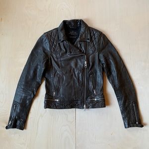 Allsaints conroy leather biker jacket | black | US 4